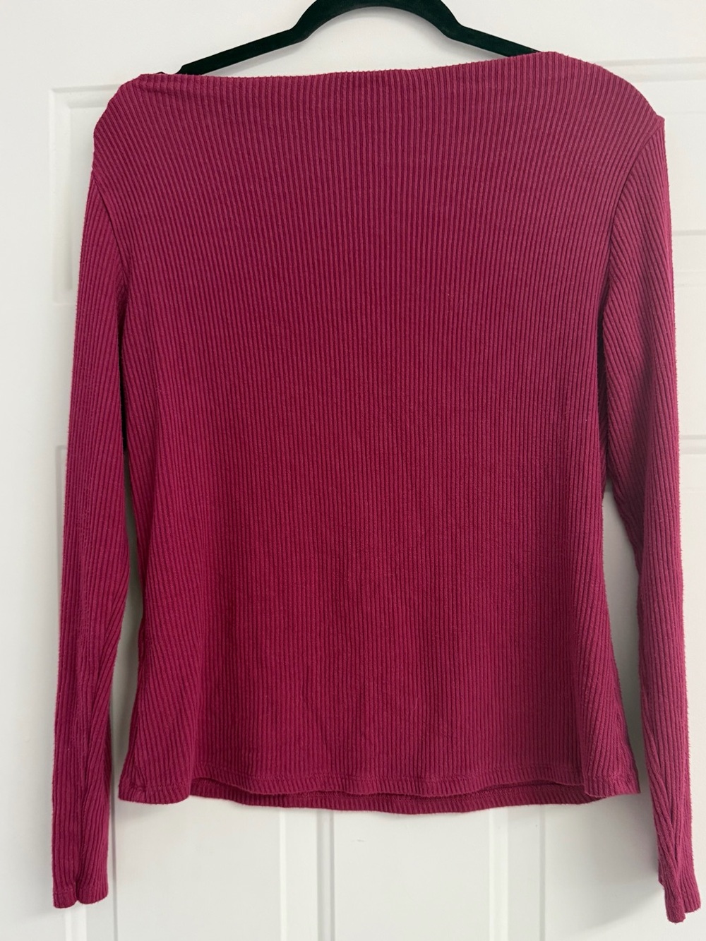 Banana Republic Ribbed Long-Sleeve Boatneck Top - Raspberry Pink - Picture 4 of 4